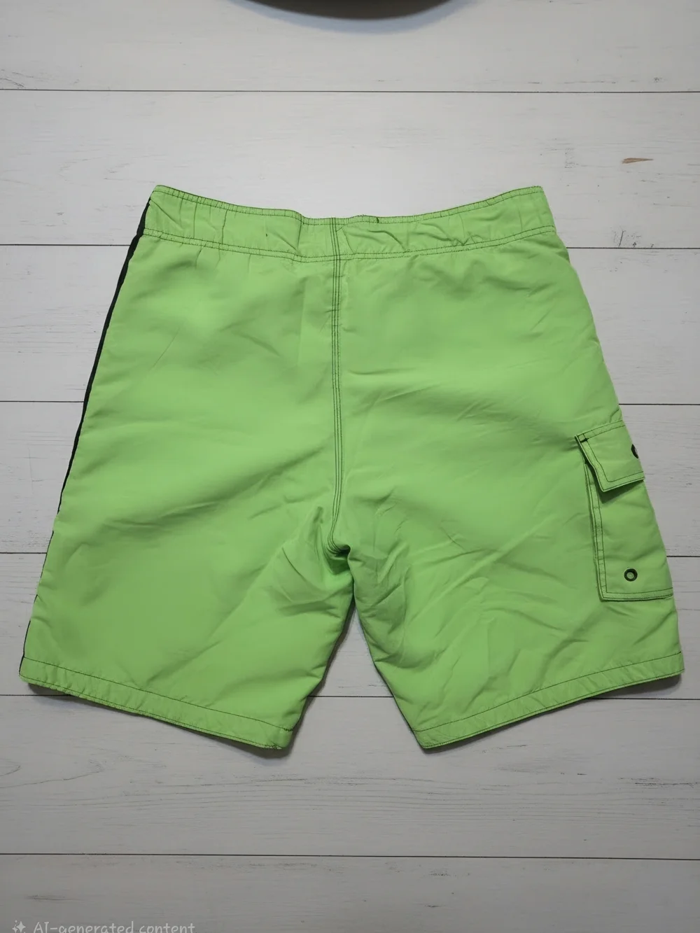 Neon Green Men’s Boardshorts with Side Cargo Pocket
